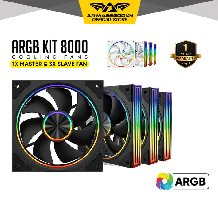 Armaggeddon PWM 120-V ARGB Kit 8000 120mm PC cooling fan 4-pack