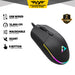 Armaggeddon Grumman Raven III Sigma Stealth Wired RGB Gaming Mouse 12800 CPI, Silent Click, 5 Macro Buttons, 90g Lightweight