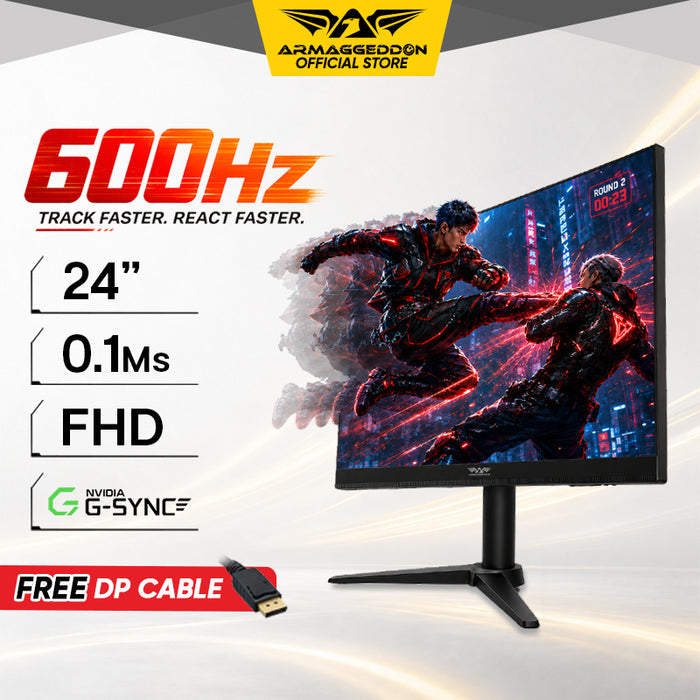 Armaggeddon PXP 24 XGX 24" FHD 600Hz TN Gaming Monitor 0.1ms Adjustable Stand FreeSync & G-SYNC Compatible