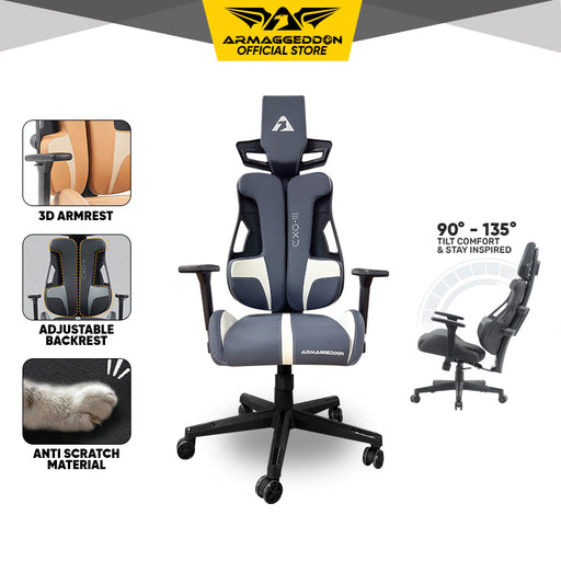 Armaggeddon EXO III Ergonomic Gaming Chair Scratch-Resistant PU Leather, 3D Armrests, 135° Recline, 150kg Capacity