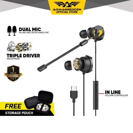 Armaggeddon WASP 7 Type-C Dual Driver Gaming Earphones with Mic