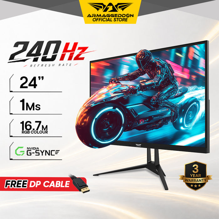 Armaggeddon PXP 24X 23.8" Full HD Fast VA Gaming Monitor 240Hz 1ms FreeSync & G-SYNC Compatible