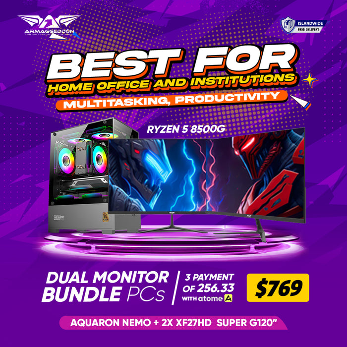 RYZEN 5 8500G | Best Entry Level for Gaming and Office (DUAL MONITOR BUNDLE)