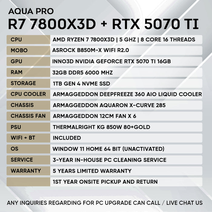 RYZEN 7 7800X3D + RTX 5070 Ti OC (SAME DAY DELIVERY)