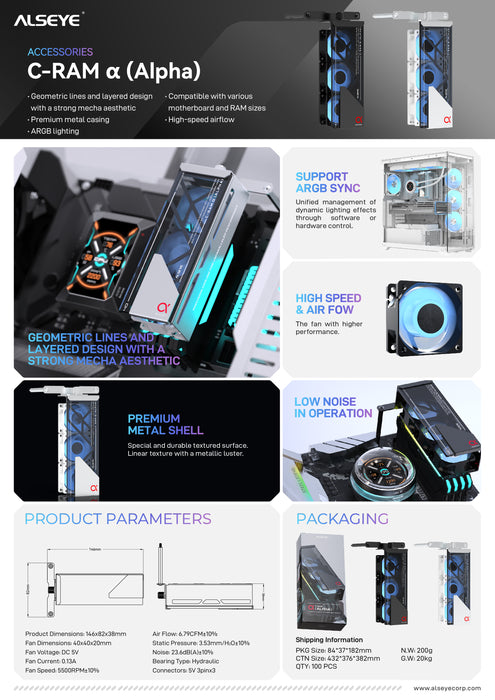 ALSEYE C-RAM-Alpha RAM cooler specifications