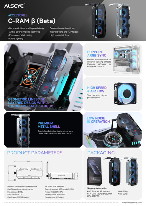 ALSEYE C-RAM-Beta RAM cooler specifications