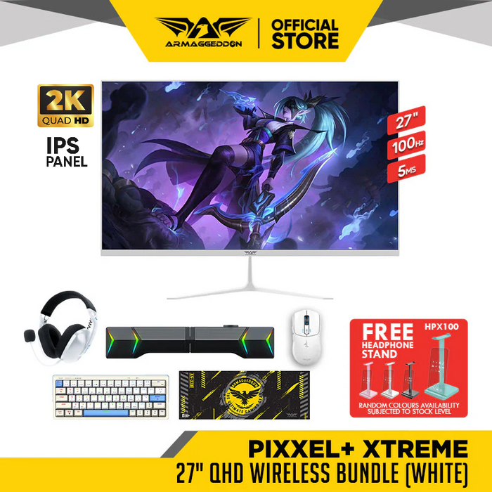 Pixxel+ Xtreme XF27WQHD Super-G100 | WIRELESS BUNDLE (WHITE)