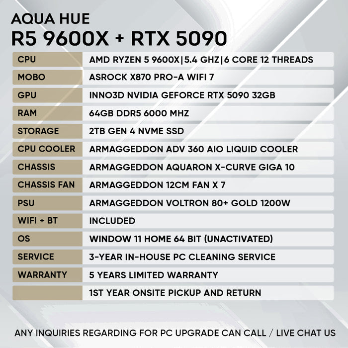 Armaggeddon High-End Gaming PC – AMD Ryzen 5 9600X + RTX 5090 | Extreme Performance Build
