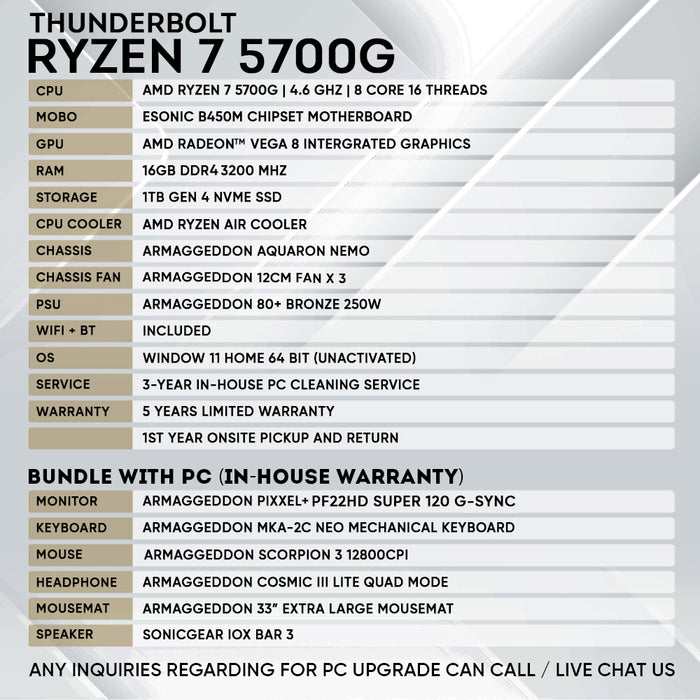 RYZEN 7 5700G BUNDLE | BEST VALUE Entry Level for Gaming and Workstation