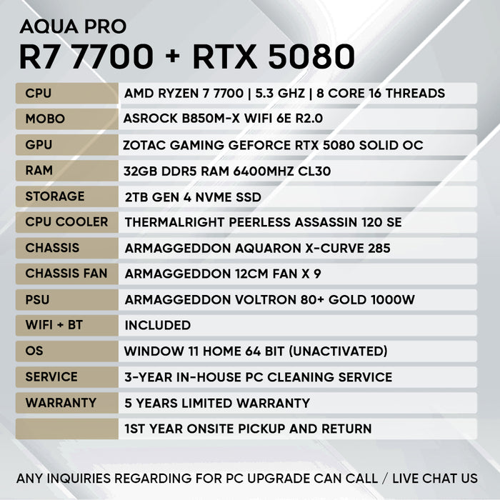 RYZEN 7 7700 + RTX 5080 (X-CURVE 285) - SAME DAY DELIVERY