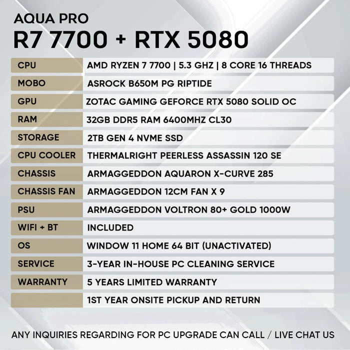 RYZEN 7 7700 + RTX 5080 (X-CURVE 285) - SAME DAY DELIVERY