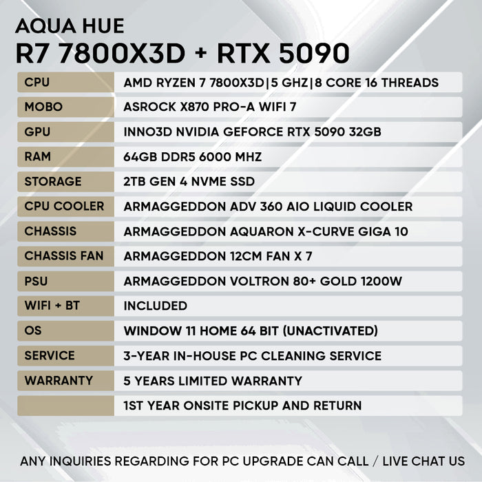 Armaggeddon High-End Gaming PC – AMD Ryzen 7 7800X3D + RTX 5090 | Extreme Performance Build