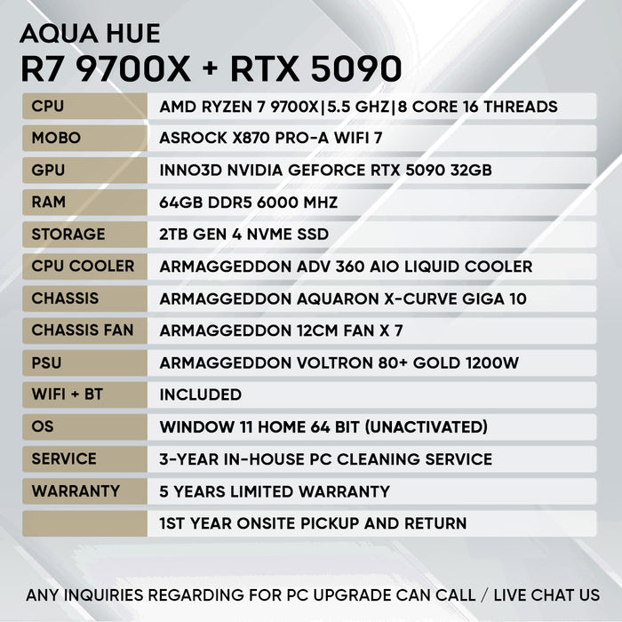 Armaggeddon High-End Gaming PC – AMD Ryzen 7 9700X + RTX 5090 | Extreme Performance Build