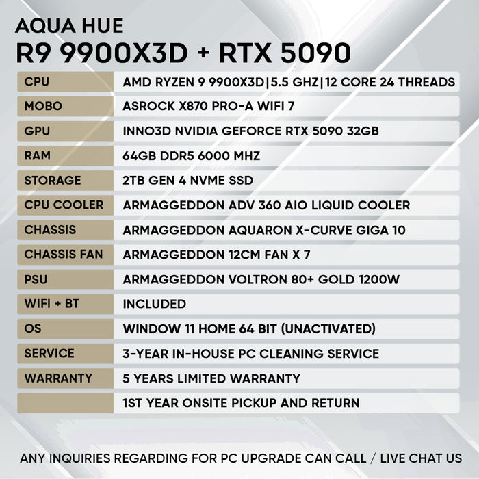 Armaggeddon High-End Gaming PC – AMD Ryzen 9 9900X3D + RTX 5090 | Extreme Performance Build