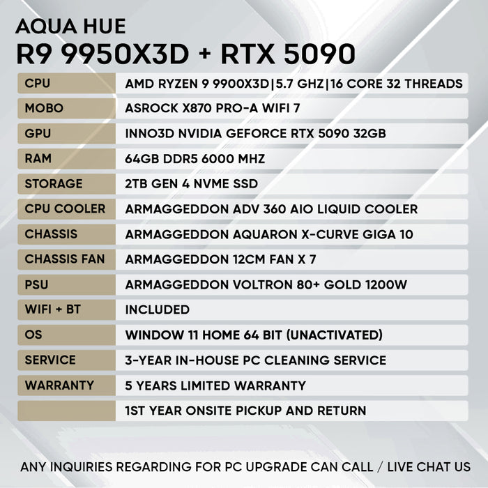 Armaggeddon High-End Gaming PC – AMD Ryzen 9 9950X3D + RTX 5090 | Extreme Performance Build
