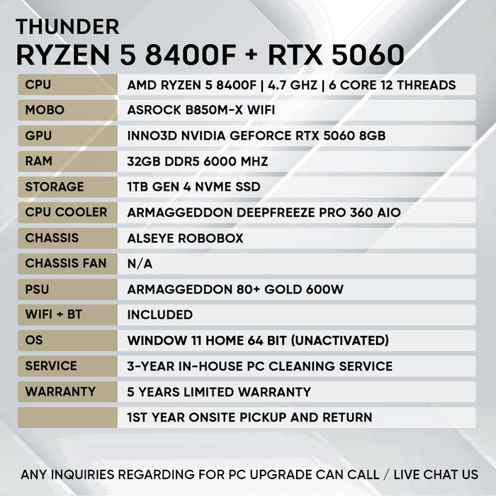 RYZEN 5 8400F + RTX 5060 (ROBOBOX)