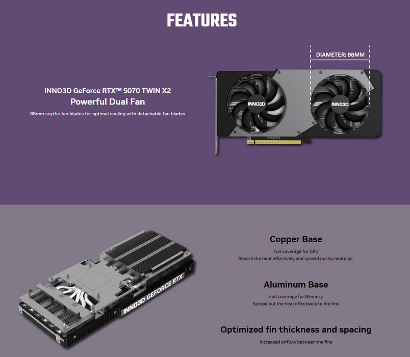 INNO3D GeForce RTX™ 5070 TWIN X2