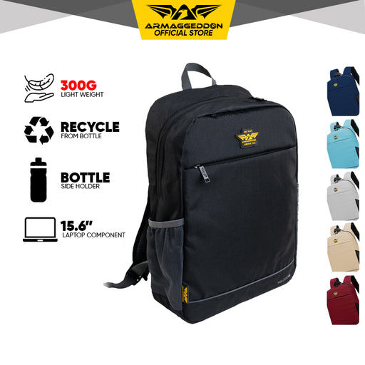 Armaggeddon Reload 7 Recycled 15.6 Inch Laptop Backpack with Anti Theft Zip, Bottle Pocket & Adjustable Straps