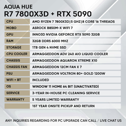 Armaggeddon Gaming PC - AMD Ryzen 7 7800X3D + RTX 5090 | Custom Built Desktop