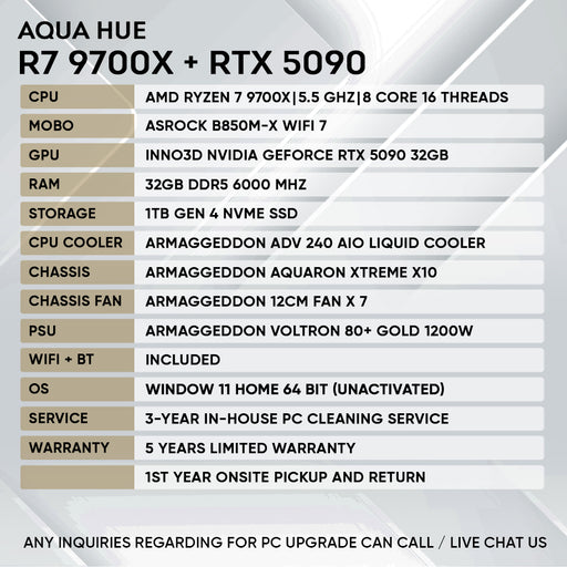 Armaggeddon Gaming PC - AMD Ryzen 7 9700X + RTX 5090 | Custom Built Desktop