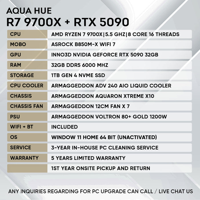 Armaggeddon Gaming PC - AMD Ryzen 7 9700X + RTX 5090 | Custom Built Desktop