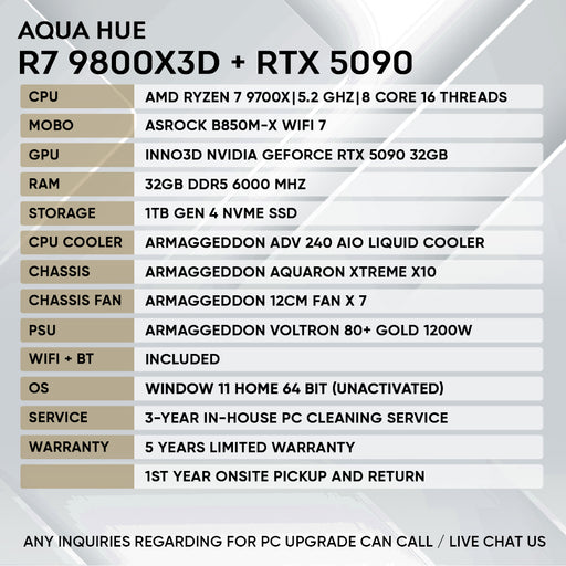 Armaggeddon Gaming PC - AMD Ryzen 7 9800X3D + RTX 5090 | Custom Built Desktop