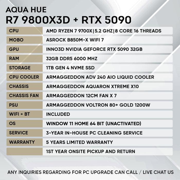 Armaggeddon Gaming PC - AMD Ryzen 7 9800X3D + RTX 5090 | Custom Built Desktop