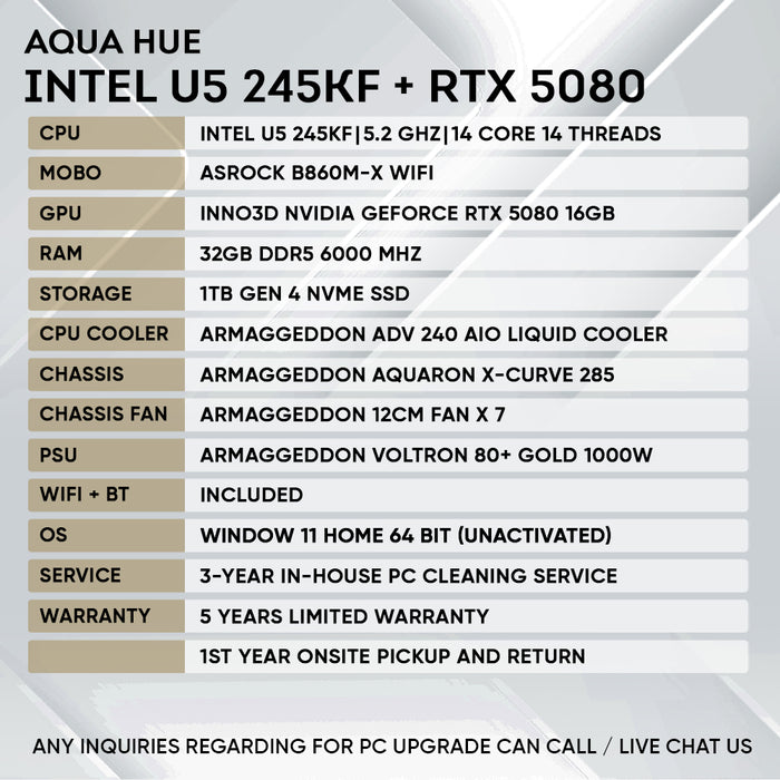 INTEL ULTRA 5 245KF + RTX 5080
