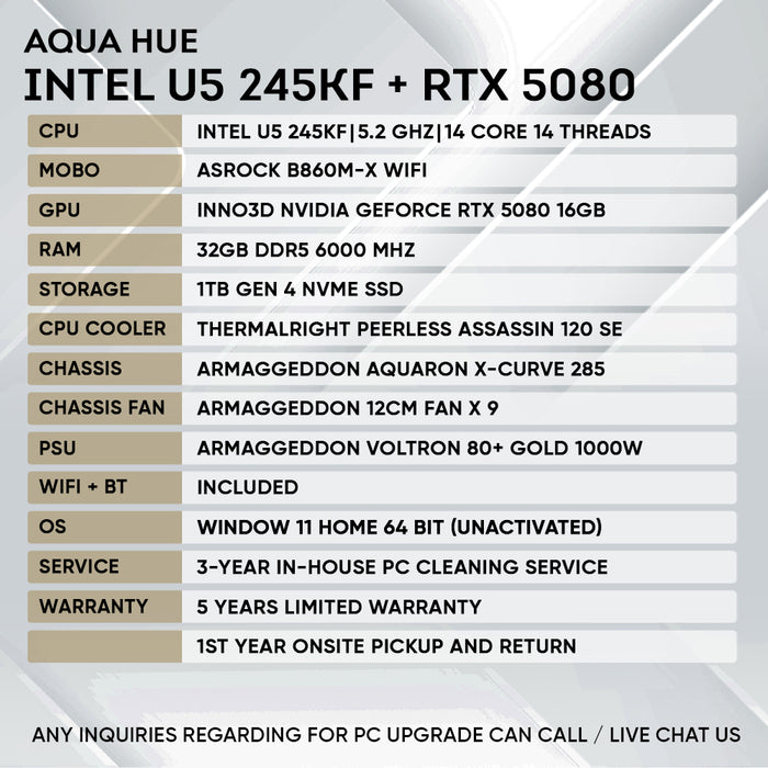 INTEL ULTRA 5 245KF + RTX 5080