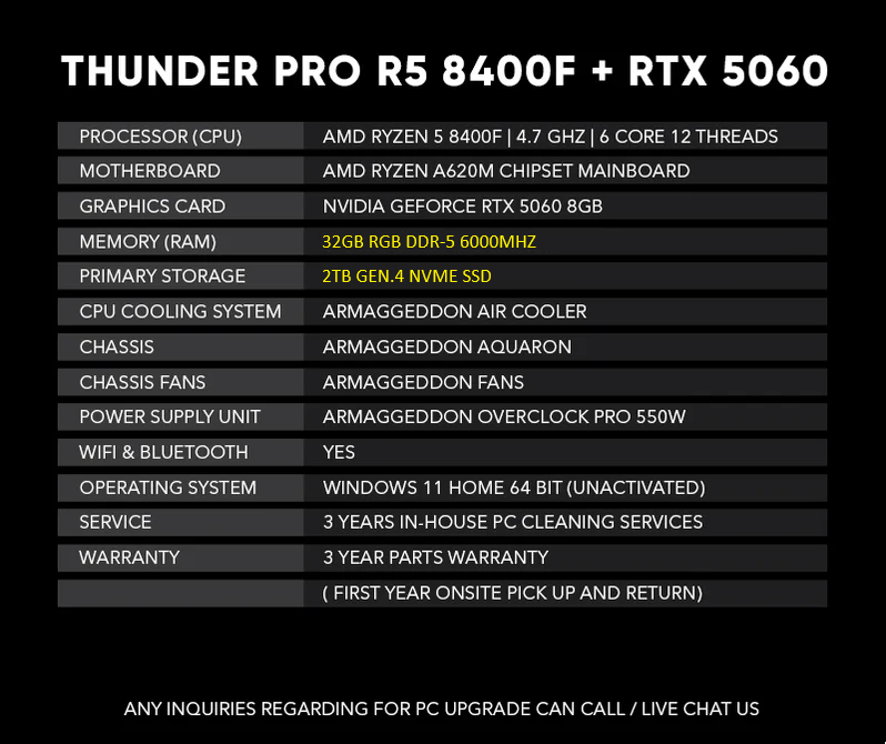 THUNDER PRO R5 8400F + RTX 5060 (AUGUST TOP PICK)