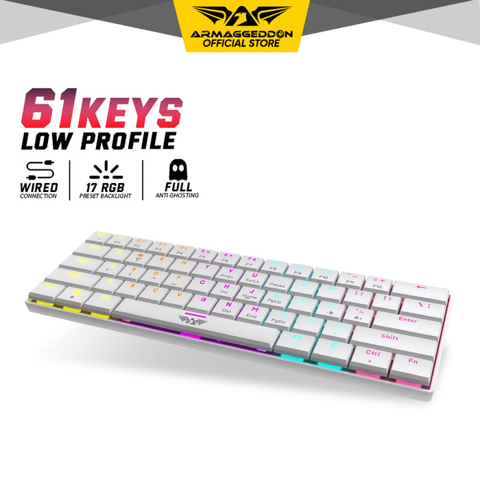 Armaggeddon SMK 1C Psychsparrow 61 Key Low Profile Mechanical Gaming Keyboard Hot Swappable, USB-C, Multicolour Backlight