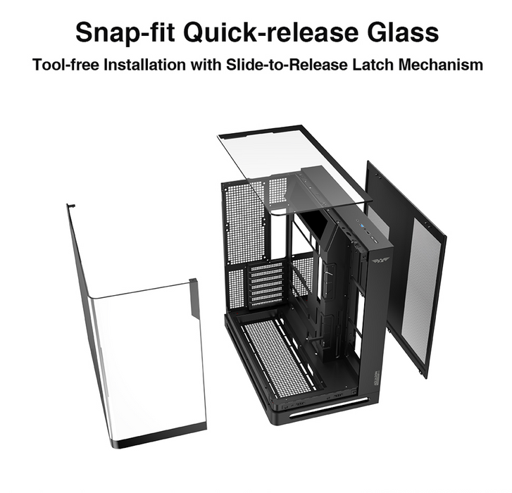 ARMAGGEDDON AQUARON X-CURVE VISION 8 PC chassis detail view