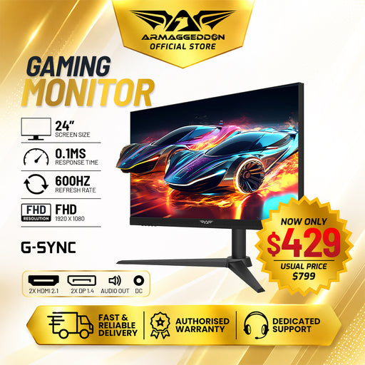 Armaggeddon PXP 24 XGX 24" FHD 600Hz TN Gaming Monitor 0.1ms Adjustable Stand FreeSync & G-SYNC Compatible (Flash Sale))