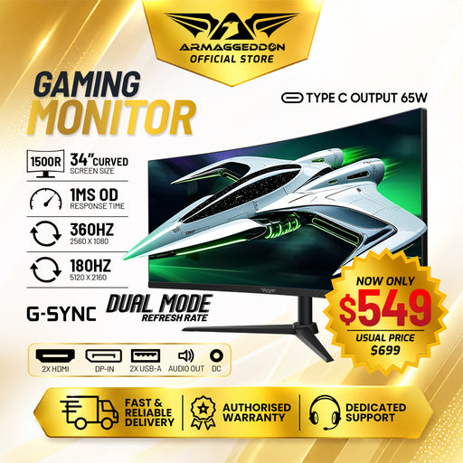 Armaggeddon PXP 34 UXD C 34" 5K2K 360Hz Curved Gaming Monitor (FLASH SALE)