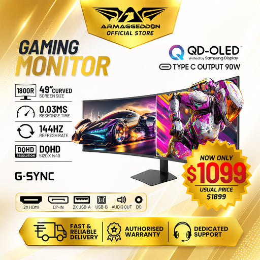 Armaggeddon PXP 49 UXO C Samsung Display 49" Curved QD-OLED DQHD Gaming Monitor (FLASH SALE)