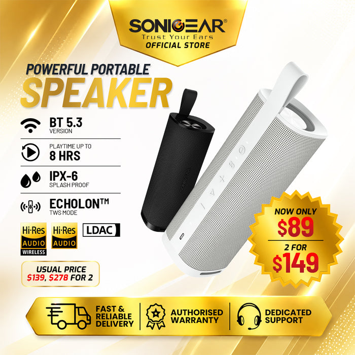 SonicGear StudioByte II 30W Hi-Res LDAC Bluetooth 5.3 Portable Speaker | IPX6 Waterproof, TWS & 8H Playtime (FLASH SALE))