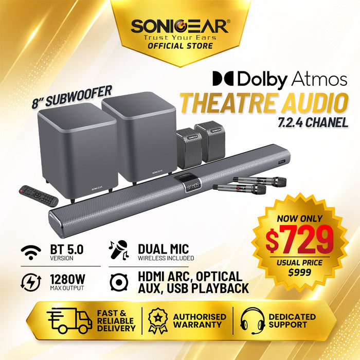 SONICGEAR STUDIOBAR 9000 DOLBY ATMOS 7.2.4 SOUNDBAR (FLASH SALE)