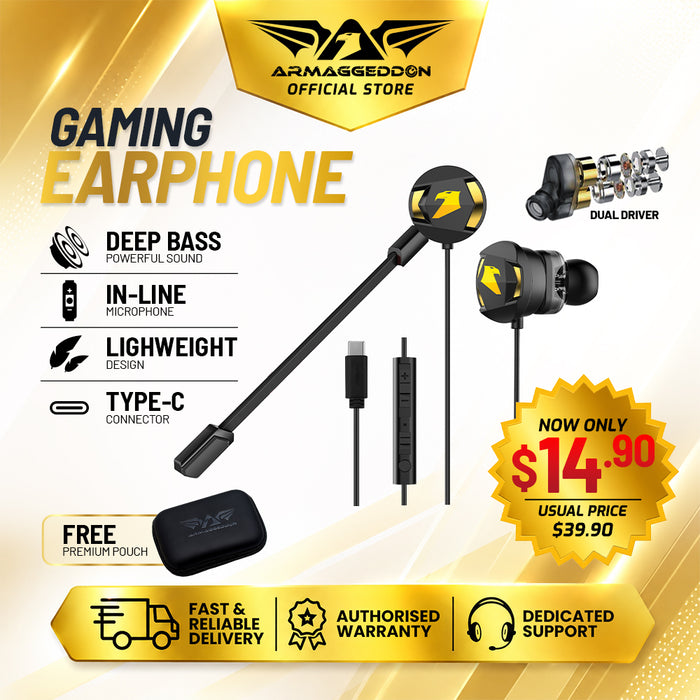 Armaggeddon WASP 5 Type-C Dual Driver Gaming Earphones with Mic (Flash Sale)