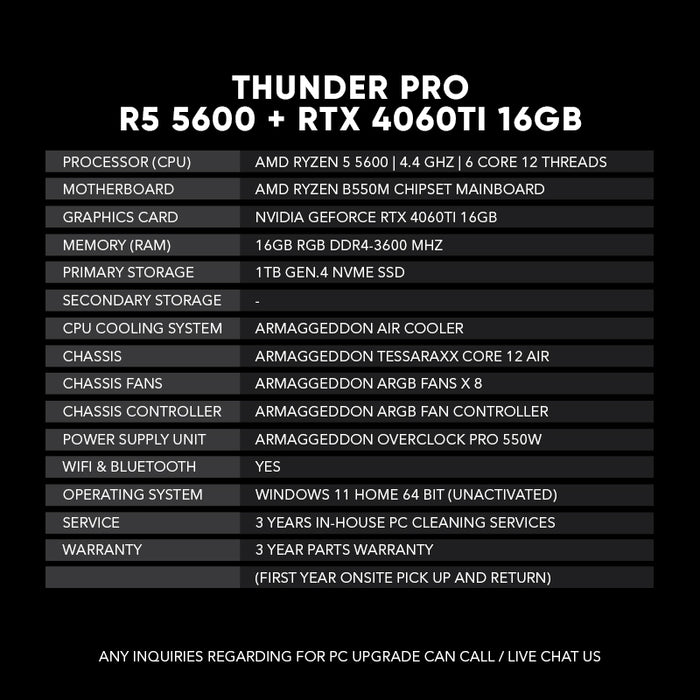 Thunder Pro | R5 5600 + RTX 4060TI 16GB