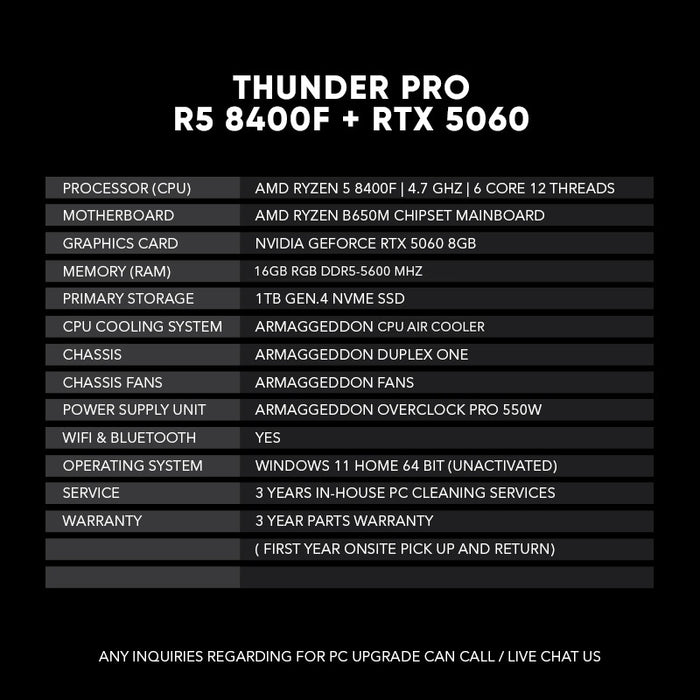 THUNDER PRO R5 8400F + RTX 5060