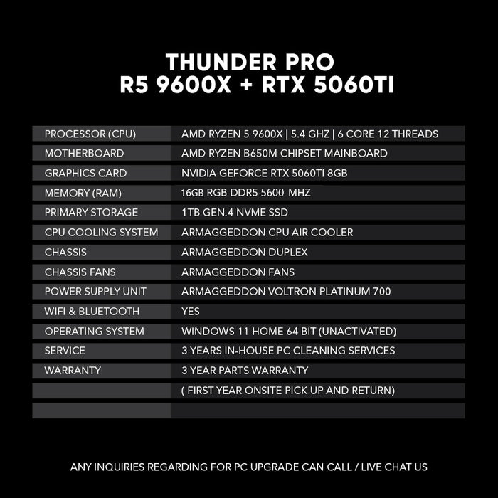 THUNDER PRO R5 9600X + RTX 5060 Ti