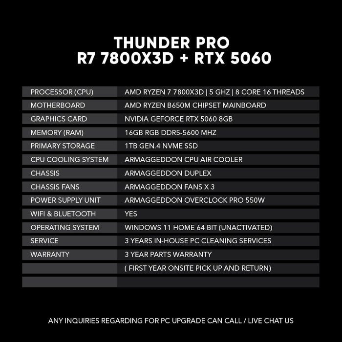 THUNDER PRO R7 7800X3D + RTX 5060