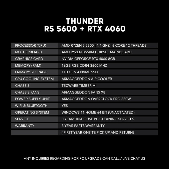 Thunder | R5 5600 + RTX 4060 (SAME DAY DELIVERY)