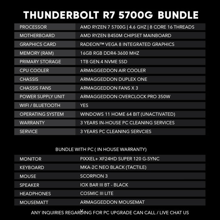 Thunderbolt R7 5700G | Best Entry Level for Gaming and Work station (SAME DAY DELIVERY))