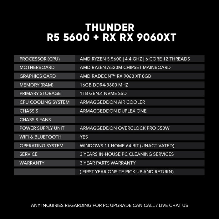 THUNDER PRO | R5 5600 + RX 9060XT 8GB/16GB