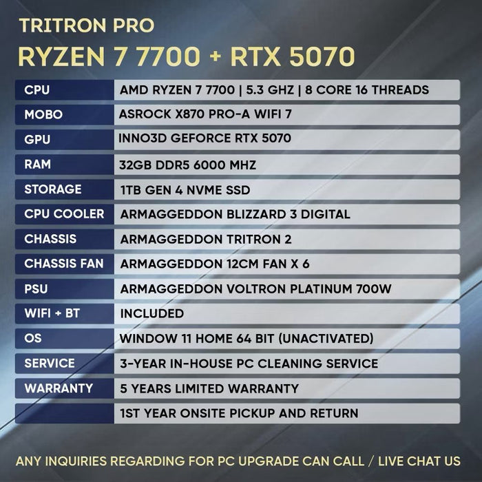 Armaggeddon Gaming PC – AMD Ryzen 7 7700 + RTX 5070 | SAME DAY DELIVERY
