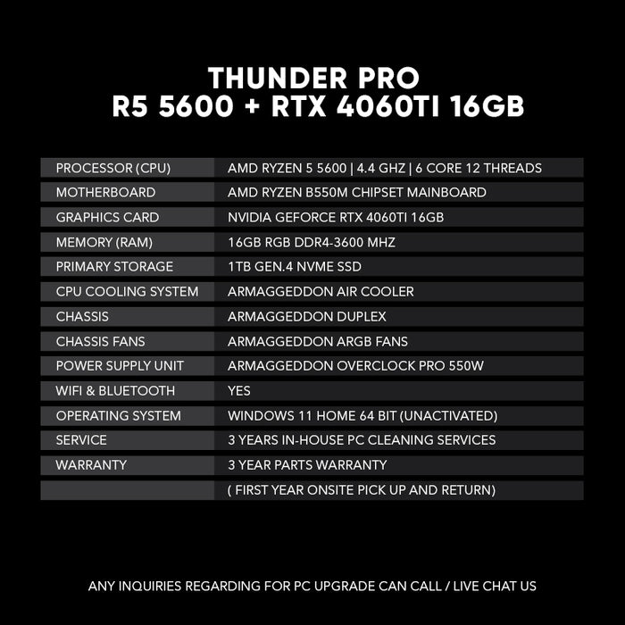 Thunder Pro | R5 5600 + RTX 4060TI 16GB