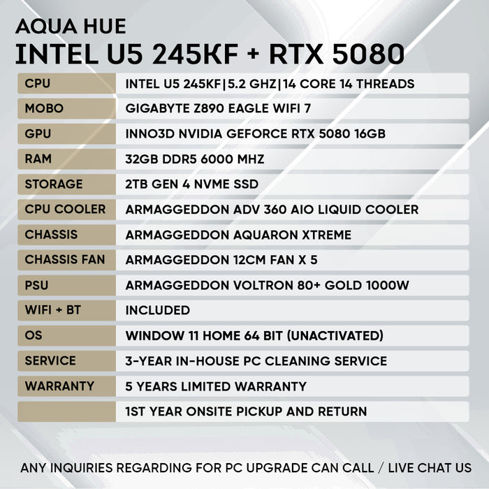 INTEL ULTRA 5 245KF + RTX 5080