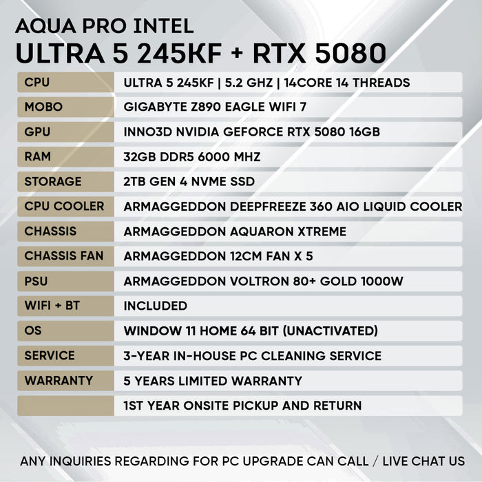 INTEL ULTRA 5 245KF + RTX 5080