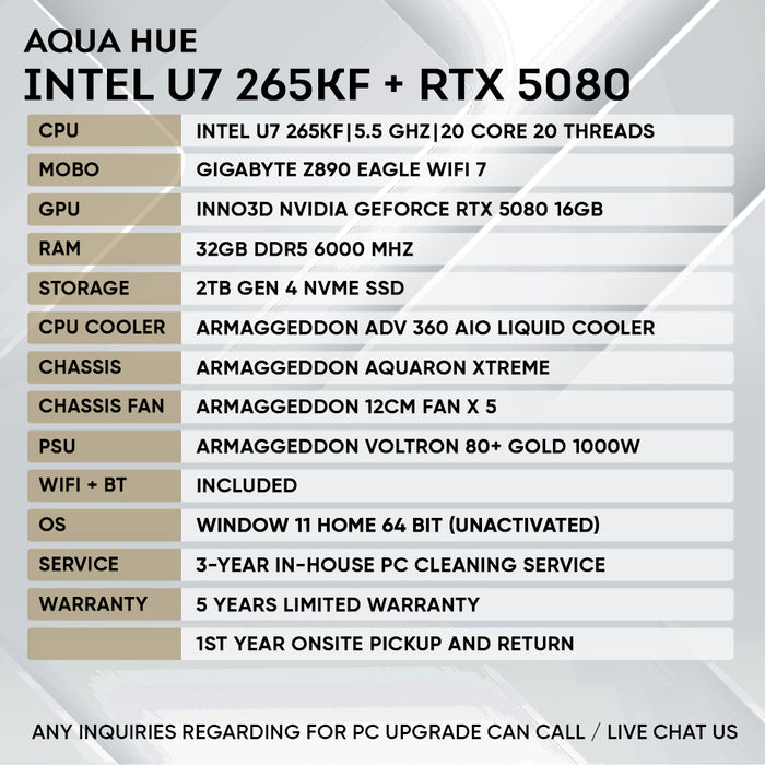 Armaggeddon High-End Gaming PC – INTEL Ultra 7 265KF + RTX 5080 | Extreme Performance Build